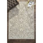 Venucci Home & Living Frezia Floral Bambu Polyester Oturma Odası Salon Mutfak Halısı Eskitme Çiçekli Vintage Halı - Gri - 200 x 290 cm