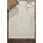 Venucci Home & Living Frezia Floral Bambu Polyester Oturma Odası Salon Mutfak Halısı Eskitme Çiçekli Vintage Halı - Krem Bej - 100 x 300 cm