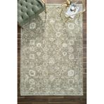 Venucci Home & Living Frezia Floral Bambu Polyester Oturma Odası Salon Mutfak Halısı Eskitme Çiçekli Vintage Halı - Yeşil - 160 x 230 cm