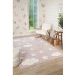 venucci home & living Quincey Bukleli Yumuşak Peluş Post Pembe Çocuk Odası Halı Kız Çocuk Odası Halısı