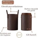 Venura Beauty Makyaj Fırçası Taşıma Kutusu - Çift Bölmeli, Çıtçıtlı, Taşınabilir Suni Deri Fırça Organizeri - Kahverengi