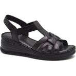 Venüs 24028801 Siyah Hakiki Deri Dolgu Topuk Comfort Kadın Sandalet