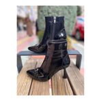 Venüs 2554001K Hakiki Deri Siyah Rugan 7Cm Topuklu Klasik Kadın Bot