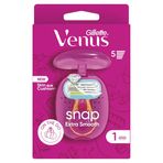 Venus Gillette Extra Smooth Snap tıraş makinesi, 1 küçük sap, 1 yedek bıçak, 5 bıçak, çok derinlemesine tıraş