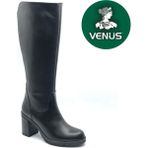 Venüs Jabuka Hakiki Deri Ortopedik Topuklu Kadın Çizme - Siyah