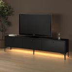 Venüs Led Işıklı Dolaplı Minifiksli 180 Cm Geniş Tv Ünitesi - Tv Sehpası - Wood Siyah