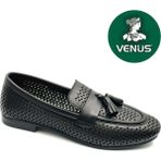 Venüs Pallas Hakiki Deri Ortopedik Kadın Casual Babet Ayakkabı - Siyah
