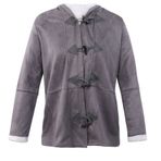 VENYAA Kadınlar için Kışlık Mont Büyük Beden Suni Yün Uzun Kollu Kruvaze Bol Ceket Cepli Mont Gri, 5XL, gri, 5XL