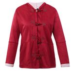 VENYAA Kadınlar için Kışlık Mont Büyük Beden Suni Yün Uzun Kollu Kruvaze Bol Ceket Cepli Mont Şarap Kırmızısı, XXXL, Wine Red, 3XL
