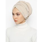 Vera Bone Drape Bej Hazır Türban