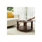 Vera Concept Home Ahşap Yuvarlak İki Raflı Orta Sehpa Zigon Sehpa Kahve Sehpası Gazetelikli Ayaklı Ceviz 78 x 78 cm