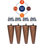 Vera Hediyelik Eşya 4'lü Ceviz Renk 14 cm Ahşap Konik Ayak Gürgen Koltuk Ayağı-Baza-Tv Ünitesi-Mobilya-Çap:4.6 cm 3301000000504 - Koltuk-Baza-Tv Ünitesi Ayağı