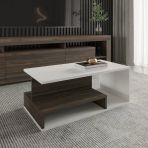 Vera Mini Orta Sehpa – Modern Tasarım, Fonksiyonel Raflı Yapı, Beyaz/Ceviz