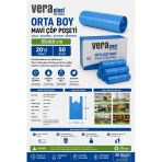 Vera Plast Orta Boy Mavi Çöp Poşeti 55X60 Cm 20 Li 50 Rulo