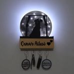 Veraart Işıklı Pleksi Dolunay Kişiselleştirilebilir Biblo Mariage Sarılan Gelin Damat Anahtar Askılığı GRİ