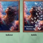 Veraart Işıklı Pleksi Kadın Temalı Sürpriz Tablo Soyut Kelebekli Kadın Figürlü Dekoratif Ayaklı Biblo Anneler Günü Hediy