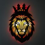 Veraart Işıklı Portre Aslan Galatasaray Figürlü Tablo Duvar Dekorlu Gece Lambası Sarı - Kırmızı
