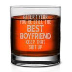Veracco 1 Year You're Still the Best Boyfriend Keep That Shit Up Yazılı Komik Hatırlatma İlk Yıl Dönümü Viski Bardağı (Şeffaf, Cam)