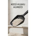 VeraGlobe Buğz Kedi Kumu Eleme Küreği, Metal Gövde ve Ince Diş Yapısıyla Hijyenik Temizlik Amaçlı