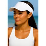 Verahed Arkası Ayarlanabilir Cırtlı Uzatmalı Üstü Açık Vizör Şapka Tenis Şapkası - Beyaz - Standart