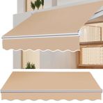 Veranda Bahçe Veranda Geri Çekilebilir Tente Kumaş Değiştirme %100 Polyester Güneşlik Kumaş 280gsm Bej 2,4 x 2m Boyutlar Dış Mekan Güneş Koruması için İdeal