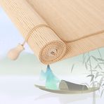 Veranda için Retro Bambu Panjurlar - Çevre Dostu Dış Mekan Stor Perde Kapalı/Dış Mekan Gizlilik Pencere Uygulamaları Güverte ve Sundurma için Toplayıcı Bambu Tonları Şık Bambu Pencere Kaplamaları