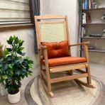 Veranda Minderli Sallanan Sandalye, Turuncu, Naturel Ayak