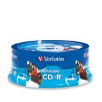 Verbatim CD-R 700MB 52X Beyaz Mürekkep Püskürtmeli Yazdırılabilir, Hub Yazdırılabilir - 25pk Markalı Mil