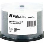 Verbatim CD-R 700MB 52X DataLifePlus Beyaz Mürekkep Püskürtmeli Yazdırılabilir, Hub Yazdırılabilir - 50pk Mil - 94755