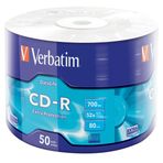 Verbatim CD-R Extra Protection, boş CD 700 MB veri belleği, fotoğraf ve video çekimleri için ideal, her geleneksel CD sürücüsü ile uyumlu, 50'li paket mil