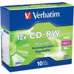 Verbatim Cd-Rw 700Mb 4X-12X Yeniden Yazılabilir Boş Medya - İnce Mücevher Kılıflarında 10 Disk, Gümü