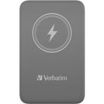 Verbatim Manyetik Power Bank 10000 mAh, Kablosuz Şarj Cihazı 15 W, USB-C ile 20 W PD Gri