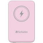 Verbatim Manyetik Power Bank 10000 mAh, Kablosuz Şarj Cihazı 15 W, USB-C ile 20 W PD, Küçük ve Manyetik Powerbank iPhone 15, 14, 13, 12, Pro, Max, Samsung, iPad için, Pembe