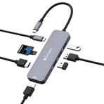 Verbatim USB-C Pro Multiport Hub 8'i 1 arada, çoklu bağlantı noktalı adaptör, USB-C, HDMI, USB-A ve USB-C PD, microSD ve SD kart okuyucu, Mac, MacBook Pro/Air, iPad Pro, Thinkpad, Windows bilgisayar,