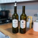 Vercetti Store Retro 2'li 750 ml Zeytin Yağı ve Sıvı Yağ Şişesi Yağdanlık Yağlık Kapaklı Set