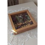 Verda Çerçeve 20x20x5 Cm Ledli İsimli Anı Çerçevesi! Yeni Moda Çiçek Anı Çerçevesi! Bambu Kahverengi