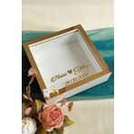 Verda Çerçeve 25X25 Cm Beyaz-Bronz Ledli Derin Anı Çerçevesi-6 Cm Derinlikli Anı Çerçevesi Gül Kutusu