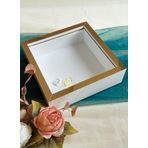 Verda Çerçeve 25X25 Cm Beyaz-Bronz Ledli Isimsiz Derin Gül Çerçevesi! Gül Kutusu! Hkmticaret
