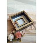 Verda Çerçeve 25x25 Cm Fotoğraf Bölümlü Anı Çerçevesi-6 Cm Derinlikli Anı Çerçevesi-isim Ve Tarih Hediye! Siyah-gold