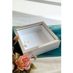 Verda Çerçeve 25X25 Cm Ledli Beyaz-Gümüş Isimsiz Derin Gül Çerçevesi! Gül Kutusu! Hkmticaret