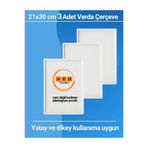 Verda Çerçeve 3 Adet A4 21X30 CM Beyaz Fotoğraf Çerçevesi Diploma Sertifika Çerçevesi
