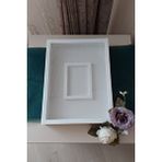 Verda Çerçeve 30x40 Cm Fotoğraf Bölümlü Gül Saklama Anı Çerçevesi-6 Cm Anı Çerçevesi Gül Kutusu! Beyaz-kare