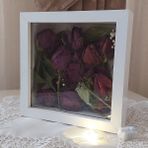 Verda Çerçeve Beyaz Ledli Çerçeve 20x20x5 cm Ahşap Moda Çiçek Şekilli Anı Çerçevesi