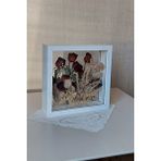Verda Çerçeve İsimli 25x25 Cm Çift Yönlü Derin Gül Çerçevesi! Gelin Buketi Çerçevesi! Beyaz