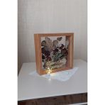 Verda Çerçeve Ledli Isimli 25X25 Cm Bambu Çift Yönlü Derin Gül Çerçevesi! Gelin Buketi Çerçevesi!