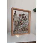 Verda Çerçeve Ledli Isimli 40X50 Cm Bambu Çift Yönlü Derin Gül Çerçevesi! Gelin Buketi Çerçevesi!