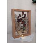 Verda Çerçeve Ledli Ve İsimli 25x35 Cm Çift Yönlü Derin Gül Çerçevesi! Gelin Buketi Çerçevesi! Bambu Kahverengi