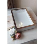 Verda Çerçeve Ledli Yeni Trend 25X35 Cm Beyaz-Bronz Derin Gül Tasarım Çerçevesi! Gül Kutusu Anı Çerçevesi! Isimsiz