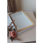 Verda Çerçeve Ledsiz Yeni Trend 25X35 Cm Gold-Beyaz Derin Gül Tasarım Çerçevesi! Gül Kutusu Anı Çerçevesi! Isimsiz