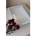 Verda Çerçeve Yeni Model 25X35 Cm Beyaz Ledli Derin Gül Tasarım Çerçevesi! Plastik Gül Kutusu! Isimli